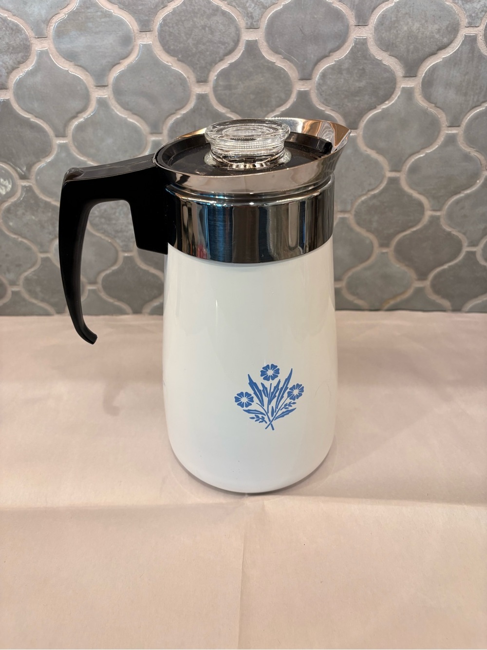 Vintage Corning Ware Blue Cornflower 9 Cup Percolator Complete pump/basket